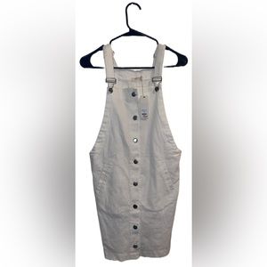 HARPER HERITAGE WHITE OVERALLS MINI DRESS W/ BUTTONS SIZE SMALL